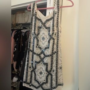 Free people white and black sequin dress